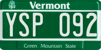 VT license plate YSP092