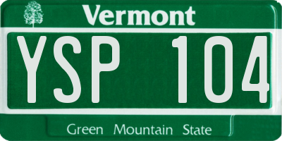 VT license plate YSP104