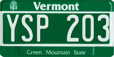 VT license plate YSP203