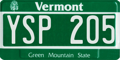 VT license plate YSP205