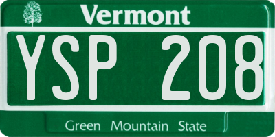 VT license plate YSP208
