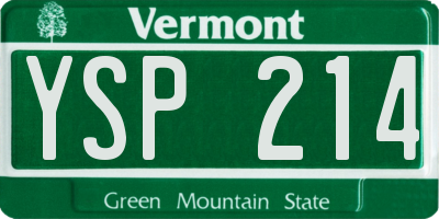 VT license plate YSP214
