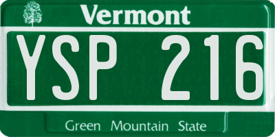 VT license plate YSP216