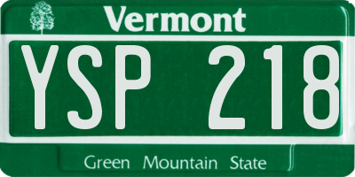 VT license plate YSP218