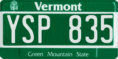VT license plate YSP835
