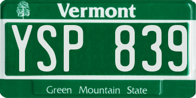 VT license plate YSP839