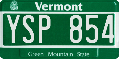 VT license plate YSP854
