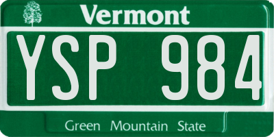VT license plate YSP984