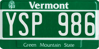 VT license plate YSP986