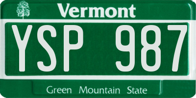 VT license plate YSP987