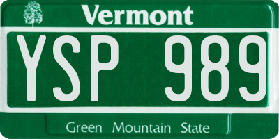 VT license plate YSP989