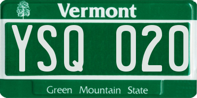 VT license plate YSQ020
