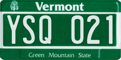 VT license plate YSQ021