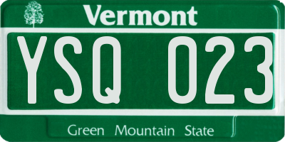 VT license plate YSQ023