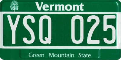 VT license plate YSQ025