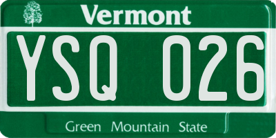 VT license plate YSQ026