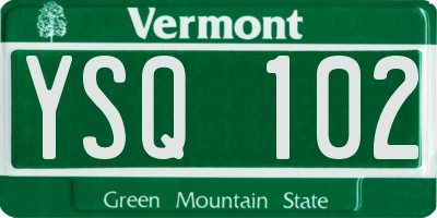 VT license plate YSQ102