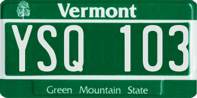 VT license plate YSQ103