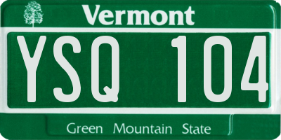 VT license plate YSQ104