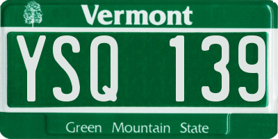 VT license plate YSQ139