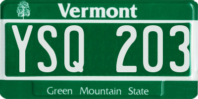 VT license plate YSQ203