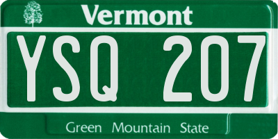 VT license plate YSQ207