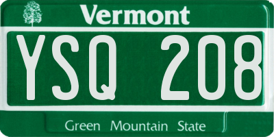 VT license plate YSQ208