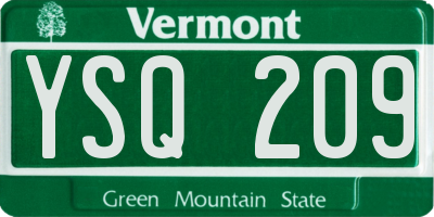 VT license plate YSQ209