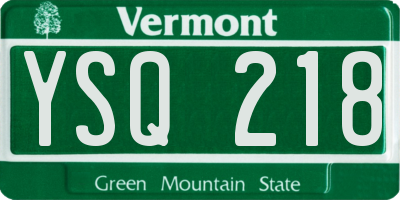 VT license plate YSQ218
