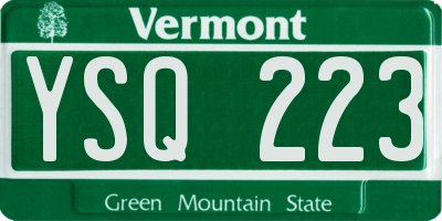 VT license plate YSQ223