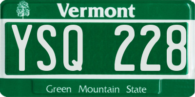 VT license plate YSQ228