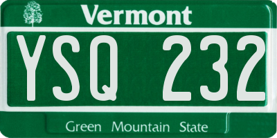 VT license plate YSQ232