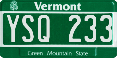 VT license plate YSQ233