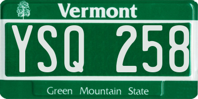 VT license plate YSQ258