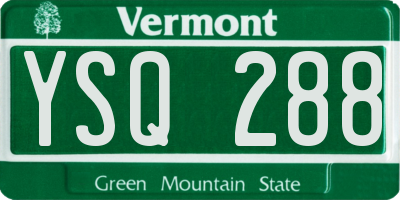 VT license plate YSQ288