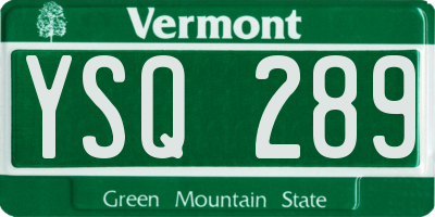 VT license plate YSQ289