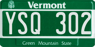 VT license plate YSQ302