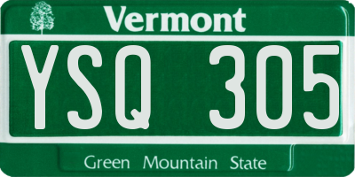 VT license plate YSQ305