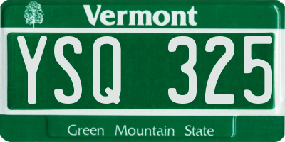 VT license plate YSQ325