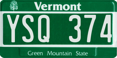VT license plate YSQ374