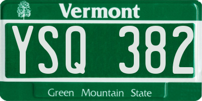 VT license plate YSQ382