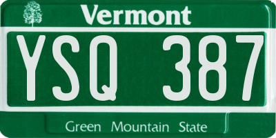 VT license plate YSQ387