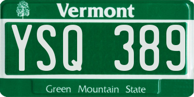 VT license plate YSQ389