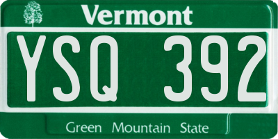 VT license plate YSQ392