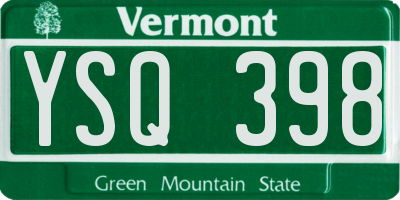 VT license plate YSQ398