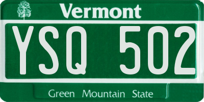VT license plate YSQ502