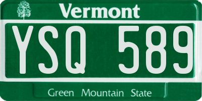 VT license plate YSQ589
