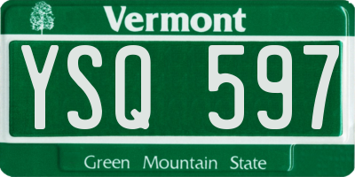 VT license plate YSQ597