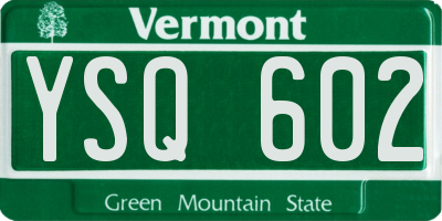 VT license plate YSQ602