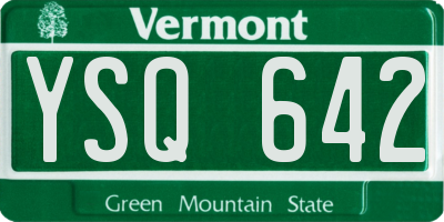 VT license plate YSQ642